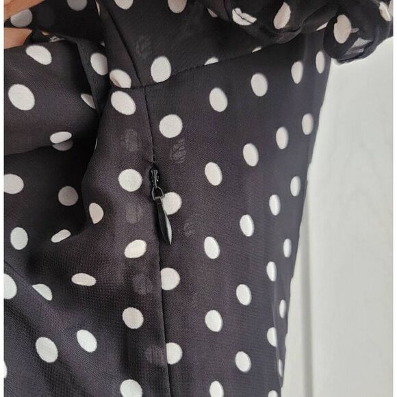 Simple Retro Polkadot Prink Mock Neck Dress S - Picture 9 of 13